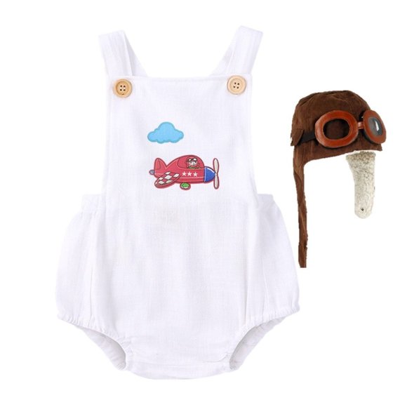 Aviator romper Smash Cake Birthday pilot Outfit Dress Clothes Bodysuit hat